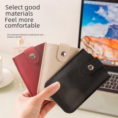 ins style PU leather stacked pull-out small card holder for men and women ultra-thin compact card holder ID card holder