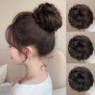 Wig Bun Ancient Style Hair Styling Tool for Women, Full Real Hair High Crown Fluffy Natural Curly Bun