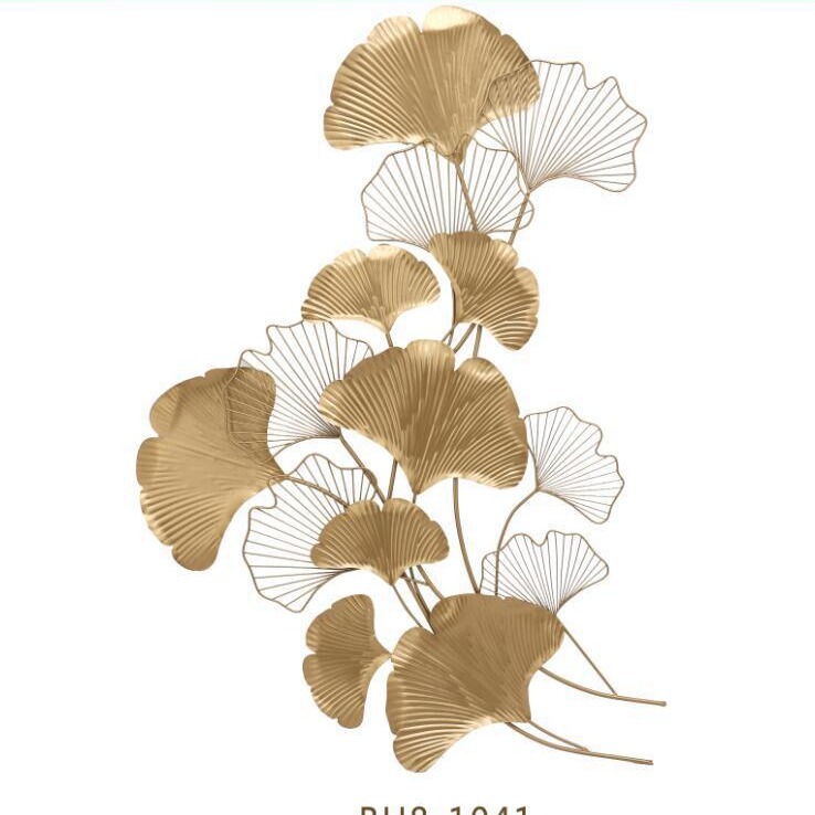 Modern Chinese Iron Pendant Wall Decoration Living Room Background Wall Entrance Metal Wall Decoration Creative Ginkgo Leaf Wall Hanging