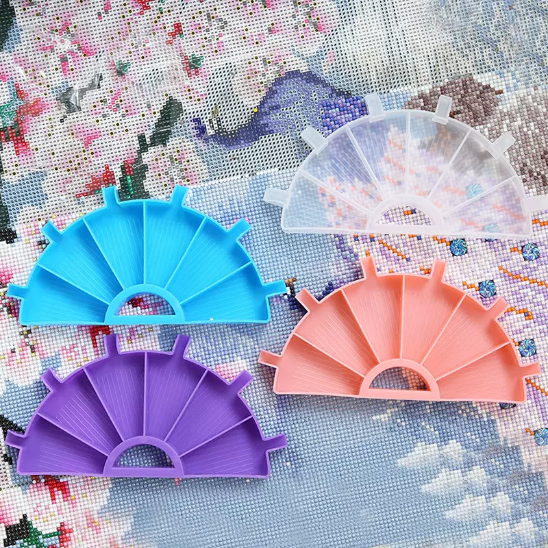 钻石画新款半圆多功能翻钻盘 DIY点钻笔钻石收纳托盘5D筛钻盘工具