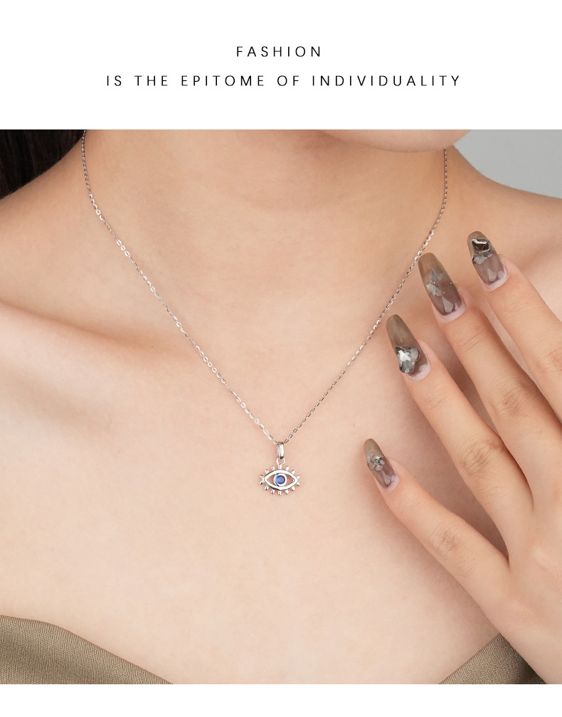 Fashion Eye Sterling Silver Plating Zircon Pendant Necklace 1 Piece