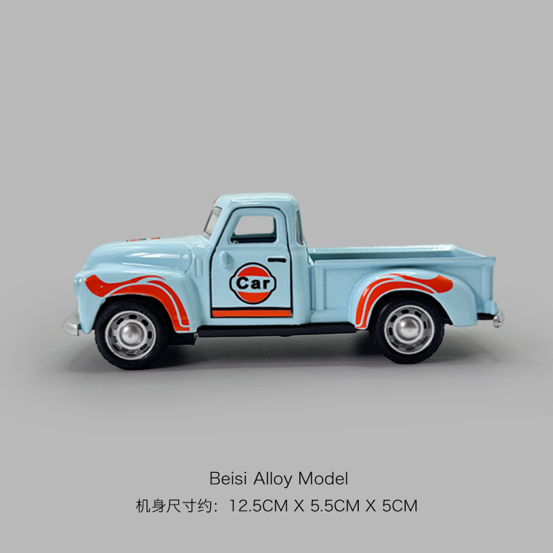 Double-Door Simulation Transport Off-Road Vehicle Metal Fall-Resistant Gift Alloy Pickup Toy Car Children's Pull-Back Car