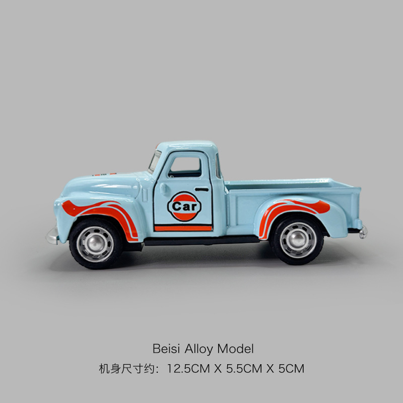 Double-Door Simulation Transport Off-Road Vehicle Metal Fall-Resistant Gift Alloy Pickup Toy Car Children's Pull-Back Car