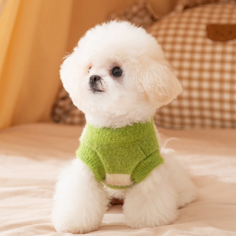 狗狗衣服泰迪比熊加厚保暖毛衣清新花朵条纹仿貂绒小型犬宠物衣服|undefined