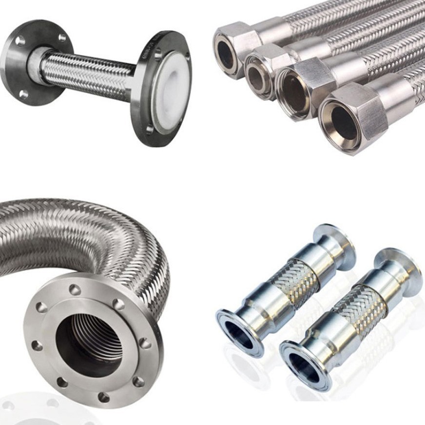 304/316不锈钢快速接头金属软管B型外丝E型宝塔头套装波纹管