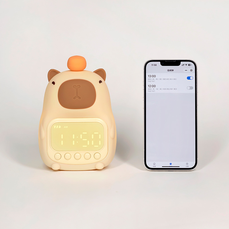 Kapibala reloj despertador inteligente luz nocturna dormitorio luz de noche decoración luz ambiental regalo de cumpleaños para niñas