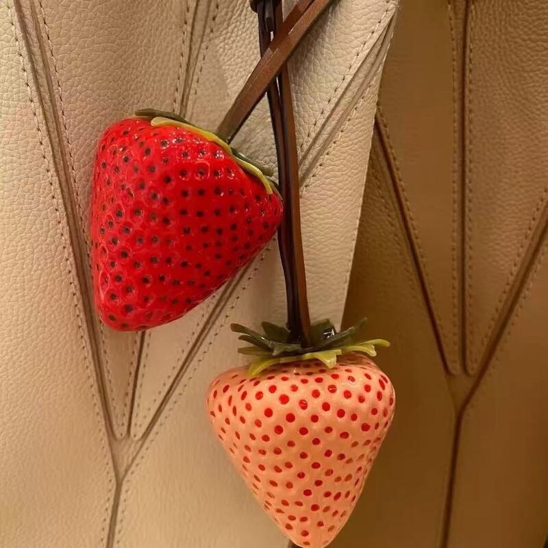 Cute strawberry ornament for car hanging, "Happiness on the Berry Branch," "No Worries," strawberry pendant, cream strawberry, personalized resin, 3D simulation