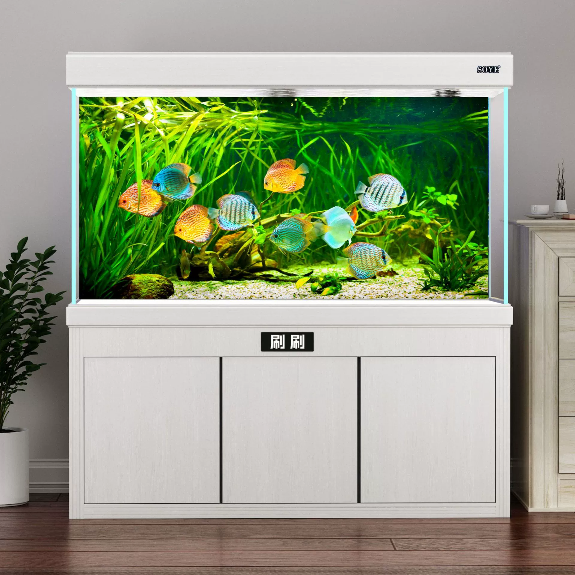 Аквариум, наклейка, трёхмерные декорации, 3D