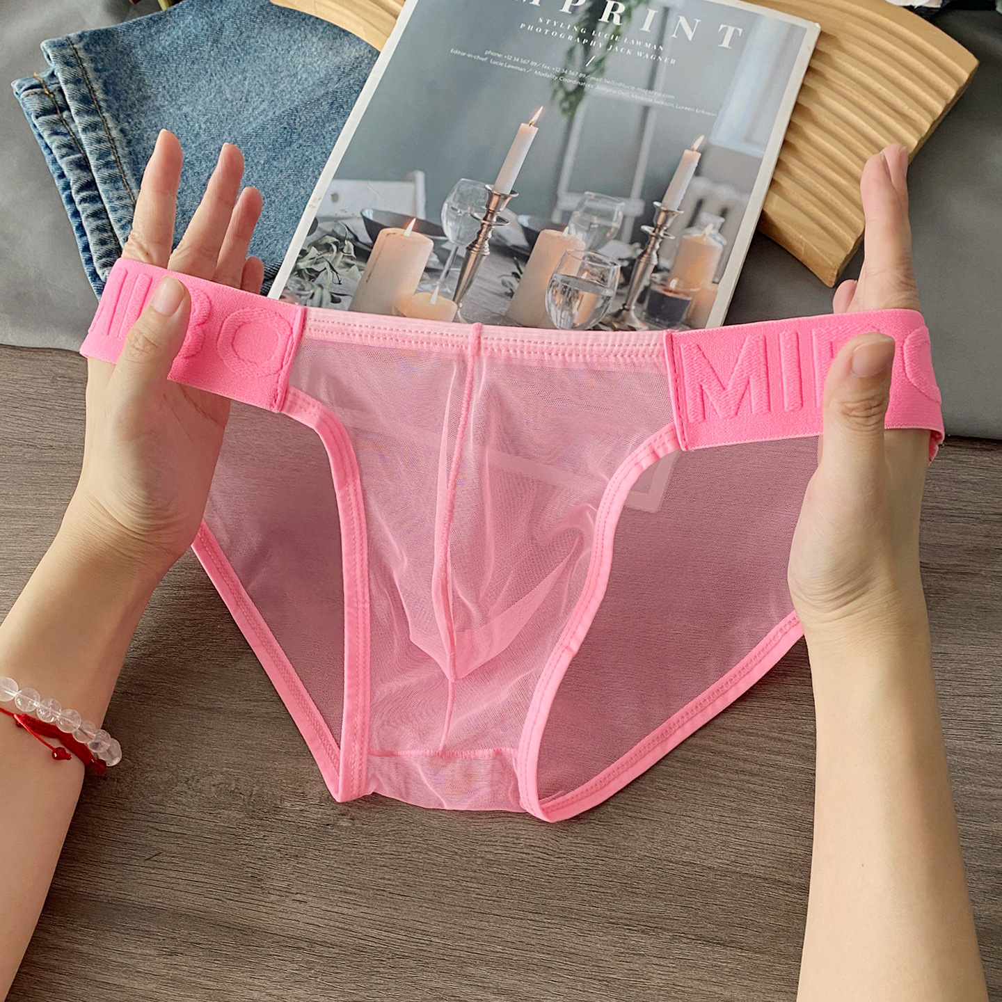 New Men's Ultra-Thin Underwear, High-Transparency Letter Shorts, Sexy Mesh Briefs, Tight-Fitting Pure Lust Style Low-Waist Pants