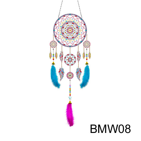 Transfronteriza venta caliente pintura de diamantes alrededor de la red de dreamcatcher DIY pintura de diamantes colgar adornos de diamantes brillantes artesanía pintura de diamantes al por mayor