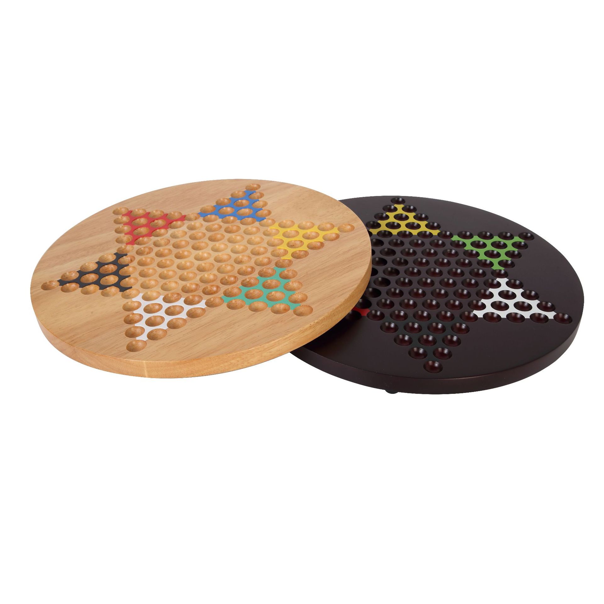 Alta calidad de madera maciza chino damas hexagonales goma madera haciendo tablero de ajedrez piezas de ajedrez niños Juego de inteligencia