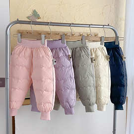 反季儿童宝宝白鸭绒丝防寒羽丝裤女童25新款婴儿冬装男童加厚保暖