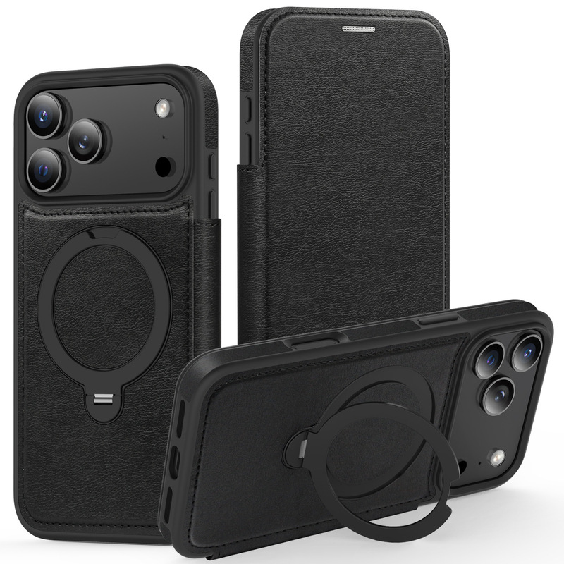 适用iPhone17手机壳翻盖皮套铠盾360磁吸支架苹果16ProMax保护套|undefined