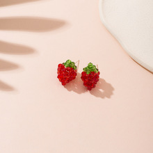 925銀針簡約水晶編織草莓耳釘 韓國時尚甜美氣質少女百搭夏季耳釘