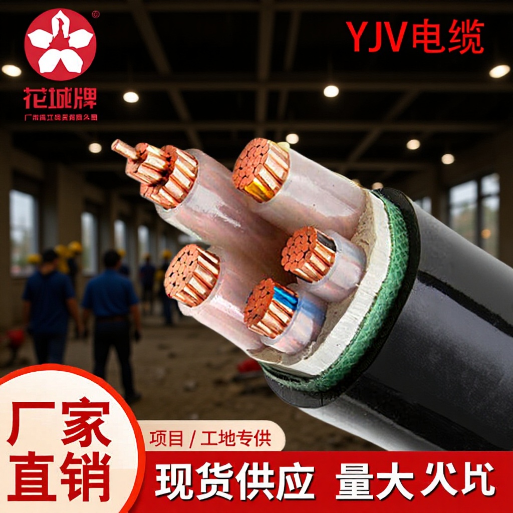 广州花城珠江电缆YJV铜芯16/25/35/50/70/95平方国标阻燃电力电缆