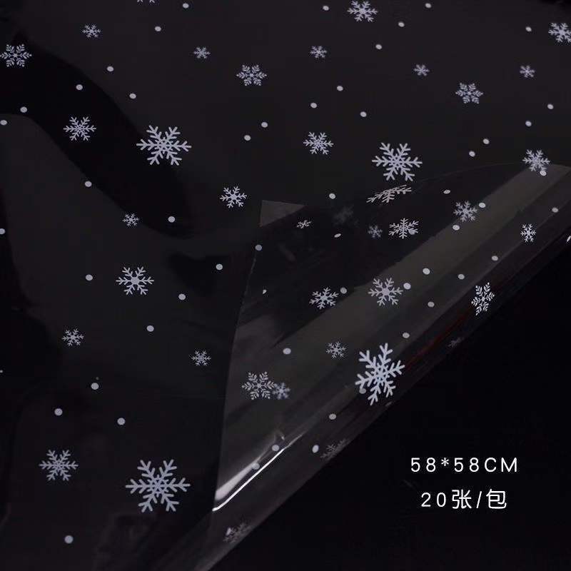 Li Zhiran Papel de regalo de flores de celofán de copo de nieve transparente Regalo de Navidad Papel de regalo de manzana de Nochebuena