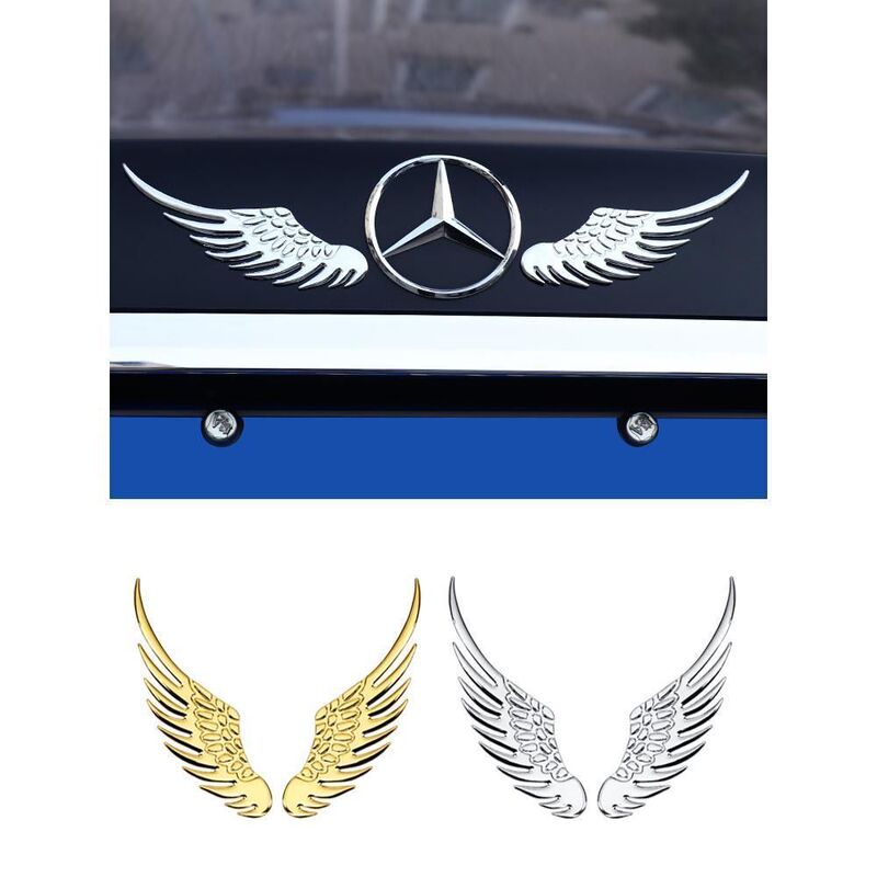[Pair] Car Decorative Wings Car Stickers Three-dimensional Angel Wing Tail Sticker Metal Car logo Personalized decoration