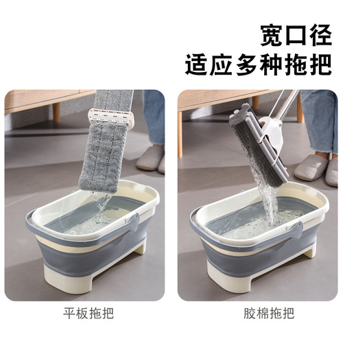 Broom Folding Water Bucket Plastic Broom Bucket Handle Water Storage Water Mop Basin Household One-Brush Clean No Hand Wash