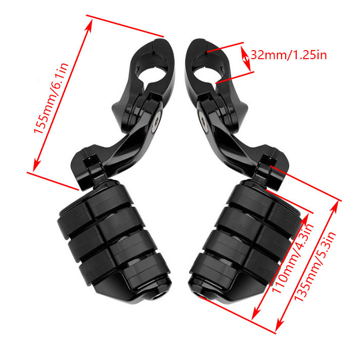 Suitable for Harley Street Glide Motorcycle Modified Footrest Bracket 7 Rubber Long Rod Foot Pedal Set for Riding