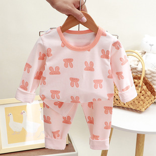 Autumn and Winter Children's Underwear Set Boys and Girls Printed Autumn Clothes Autumn Trousers Small and Medium-sized Children Han Feng Stretch Lycra Home Clothes