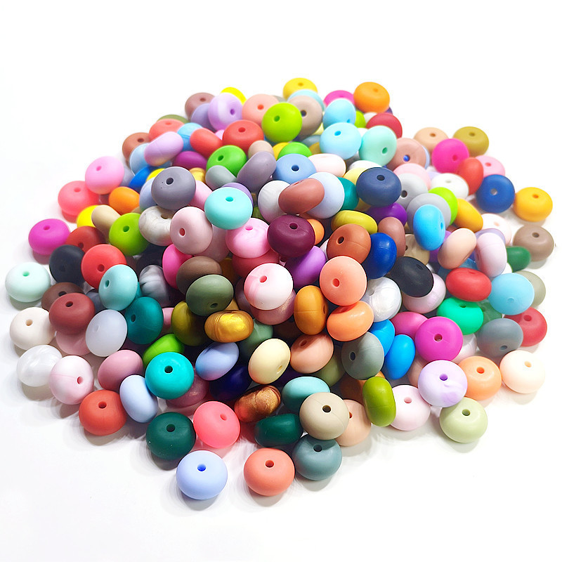 14mm Macaron color DIY silicone round beads flat beads baby handmade beaded pacifier chain accessories manufacturers wholesale