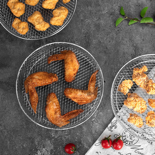 304 stainless steel drying and steaming rack, three-layer baking and steaming pushable rack, drying and dehydrating rack, food frying basket, air pot basket