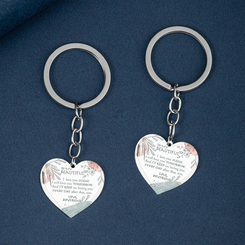 To My Girlfriend For My Girlfriend Valentine's Day Gift Stainless Steel Keychain Luggage Pendant