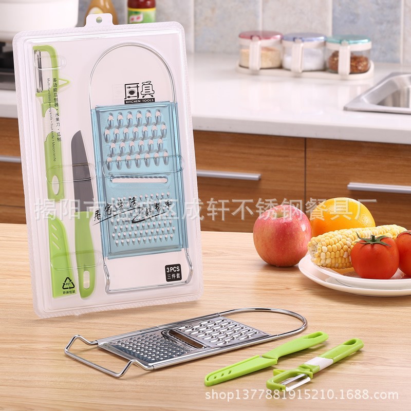 Cocina creativa gadget multi-funcional cortador de verduras de acero inoxidable rebanada rallador de manzana pelador combinación traje