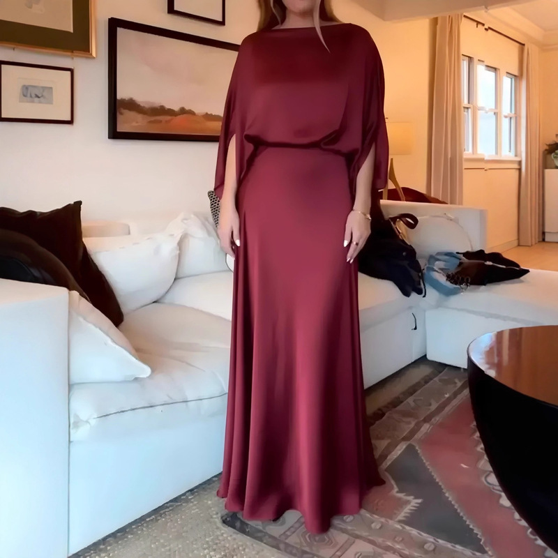 2026 New Spring and Summer Women's Clothing for Cross-Border Independent Websites, Sexy Solid Color Satin Fashion Dress, Elegant Long Dress for Women