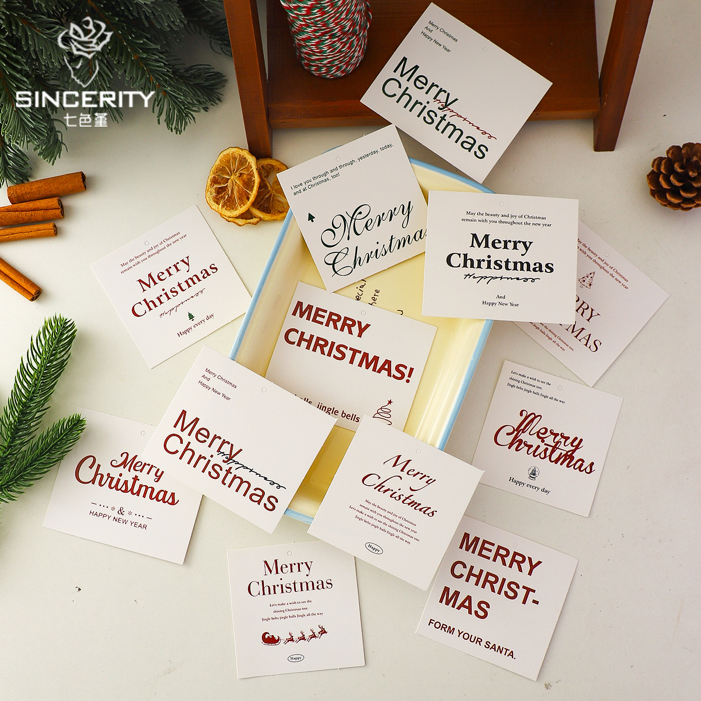 Tarjetas de Navidad de siete colores cordier regalo de regalo tarjeta de decoración diy flores artesanales floristas tarjetas de embalaje de flores