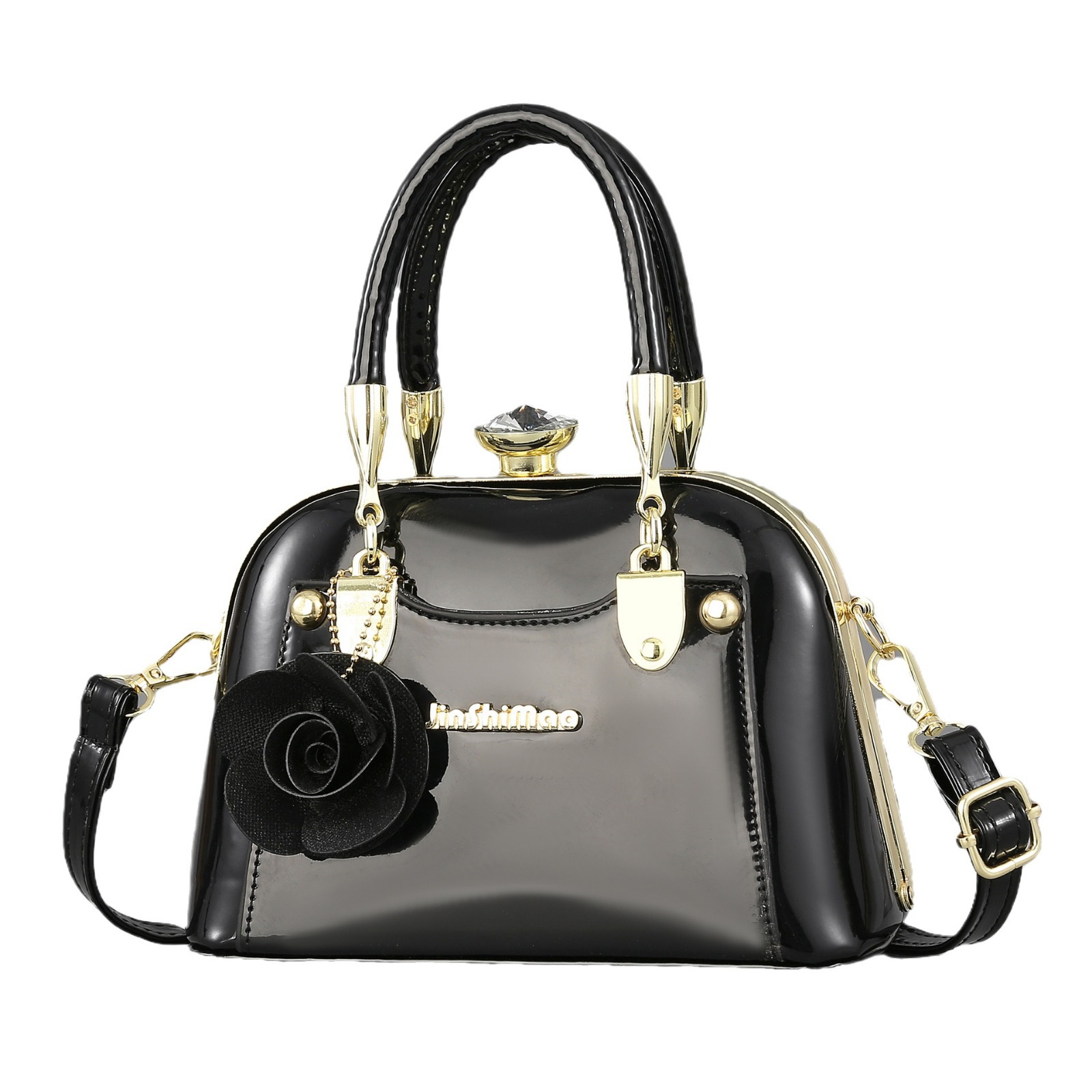 Bolsa de textura, cuero brillante, bolso de moda europeo y americano, bolso de hombro, bolso de mensajero de gran capacidad, bolso de concha, bolso de cena, bags