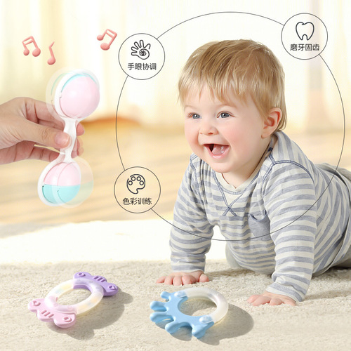 Toothbrush teether baby chewable rattle for newborns, intelligent gripping, suitable for 0-1 year old, biting fun