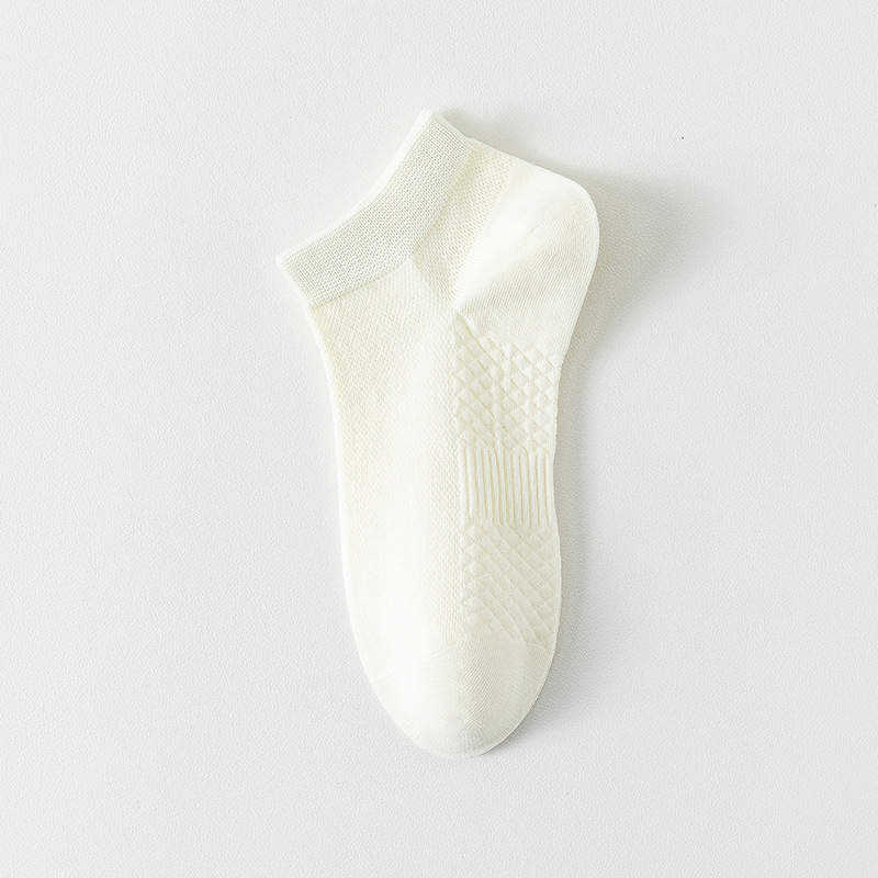 Calcetines de algodón de color sólido, calcetines de barco de verano, calcetines de malla transpirables, calcetines de algodón sin hueso.