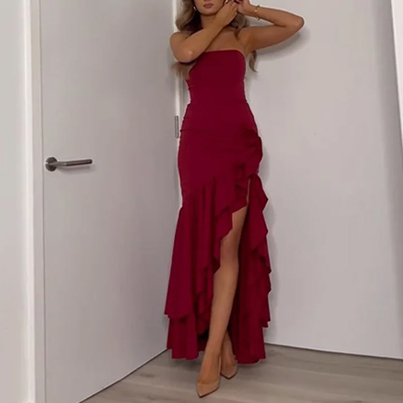 Wholesale Women's Elegant Sexy Backless Solid Color Cocktail Party Strapless Sleeveless Party Dress display picture 2