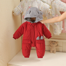 婴儿衣服冬装加厚棉衣宝宝连体衣加绒保暖超萌可爱哈衣冬季外出服