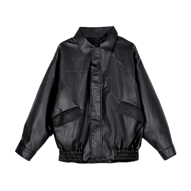 Ретро цветная куртка с длинным рукавом, полиуретан, американский стиль, оверсайз