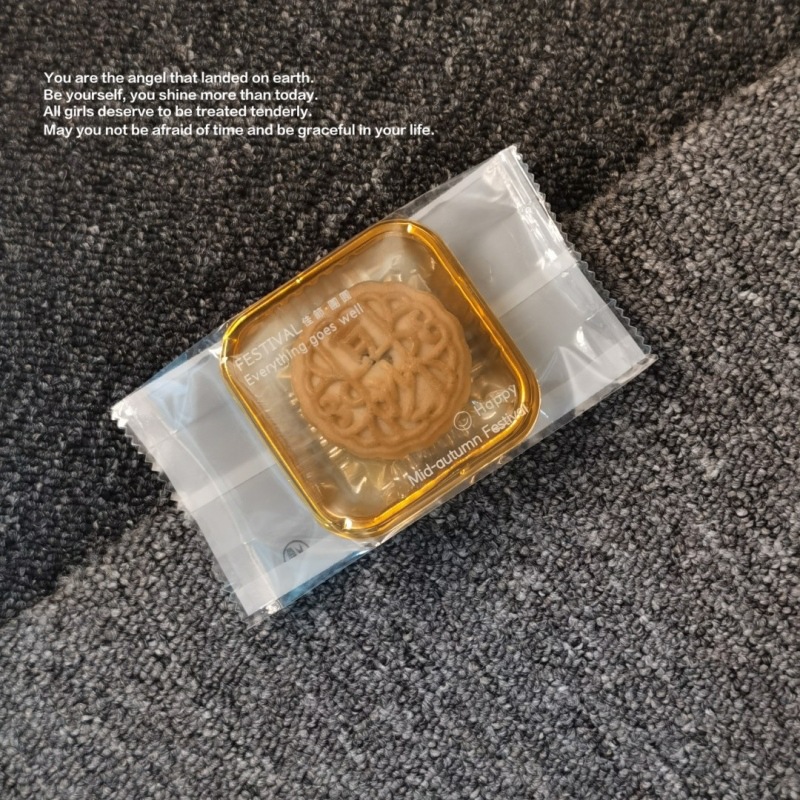 中秋月饼包装袋新款侧凹机封50克80g100g冰皮流心透明袋子底托