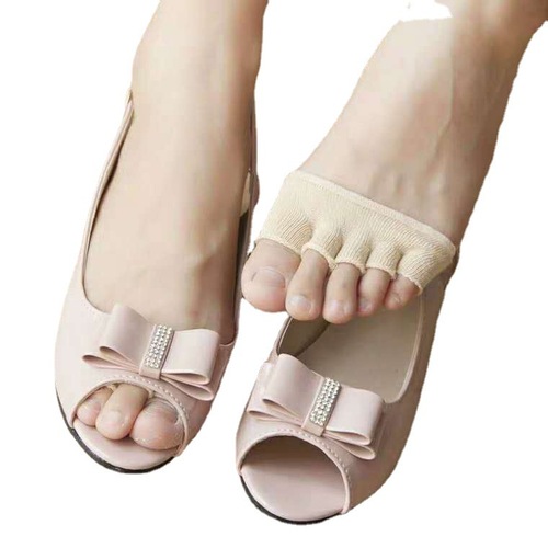 Wholesale socks women's front foot half invisible socks cover open toe five finger socks foot pads cotton high heels absorb sweat half palm