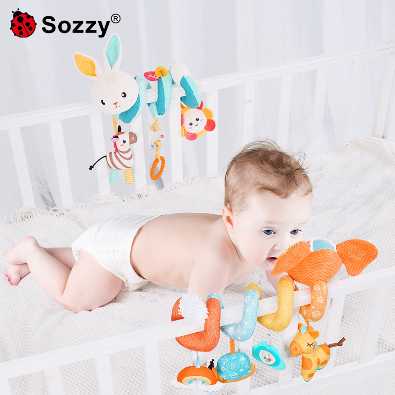 Sozzy新生兒床繞寶寶手推車嬰兒兔子大象益智車床挂件床繞玩具