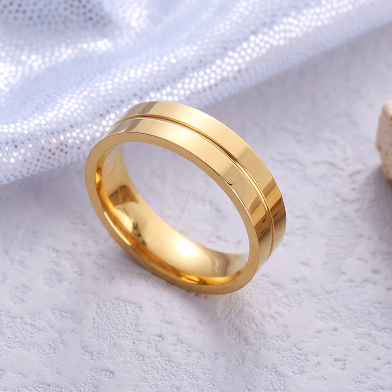 Solid Color Pattern Couple Gender Wholesale Simple Style Solid Color Stainless Steel Zircon Rings