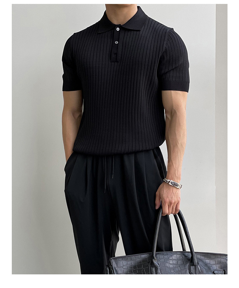 Polo slim fit da uomo – t-shirt in maglia estiva stile coreano_voghion.com