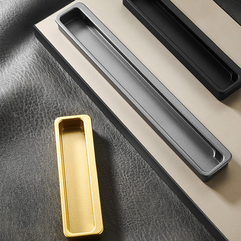 內嵌隱形拉手現代簡約衣櫃門嵌入式開槽拉手櫥櫃抽屜櫃門加長把手