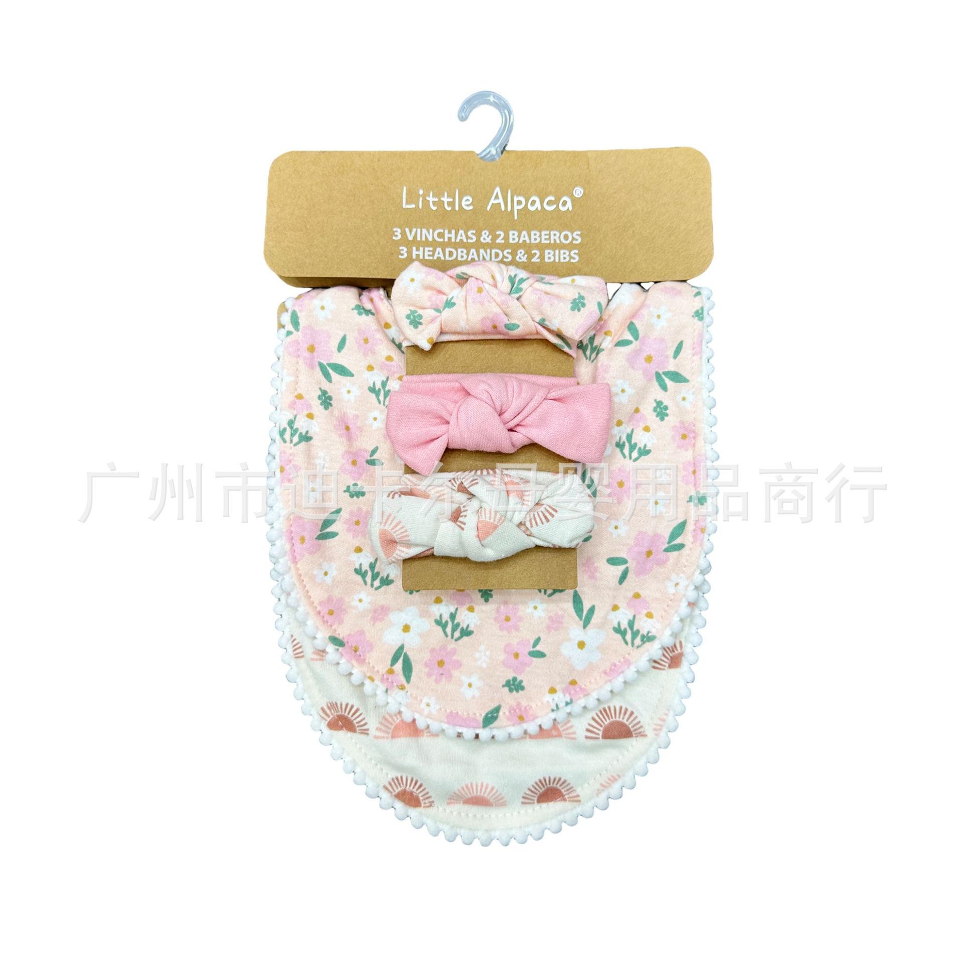 Turbante de saliva para bebé Juego de 5 piezas babero de algodón puro babero absorbente de agua transpirable Accesorios de encaje para niños recién nacidos Color mezclado