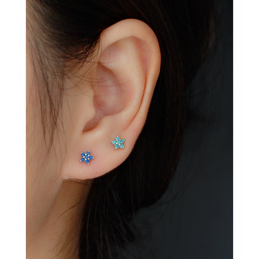 Fashion Flower Sterling Silver Zircon Ear Studs 1 Pair