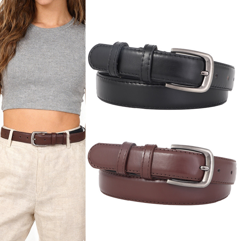 Women's Belt, Simple Unisex Leather Belt, Niche Commuter Versatile Casual Black Belt, Men's Decorative Waist Belt Women's Belt, Simple Unisex Leather Belt, Niche Commuter Versatile Casual Black Belt, Men's Decorative Waist Belt