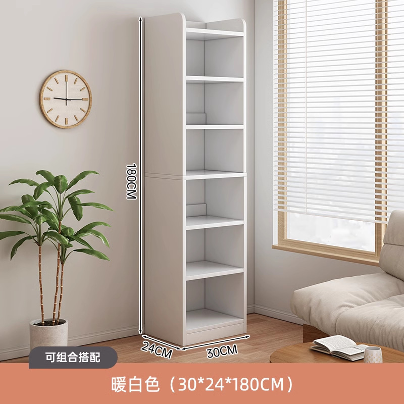 书柜整面墙落地靠墙简易胡桃木储物柜收纳家用多层放书书架置物架|undefined