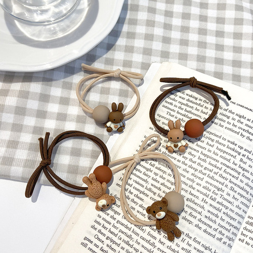 Bear headband Korean ins girl heart hair band Mori girl elastic hair tie rubber band adult cute headdress for women
