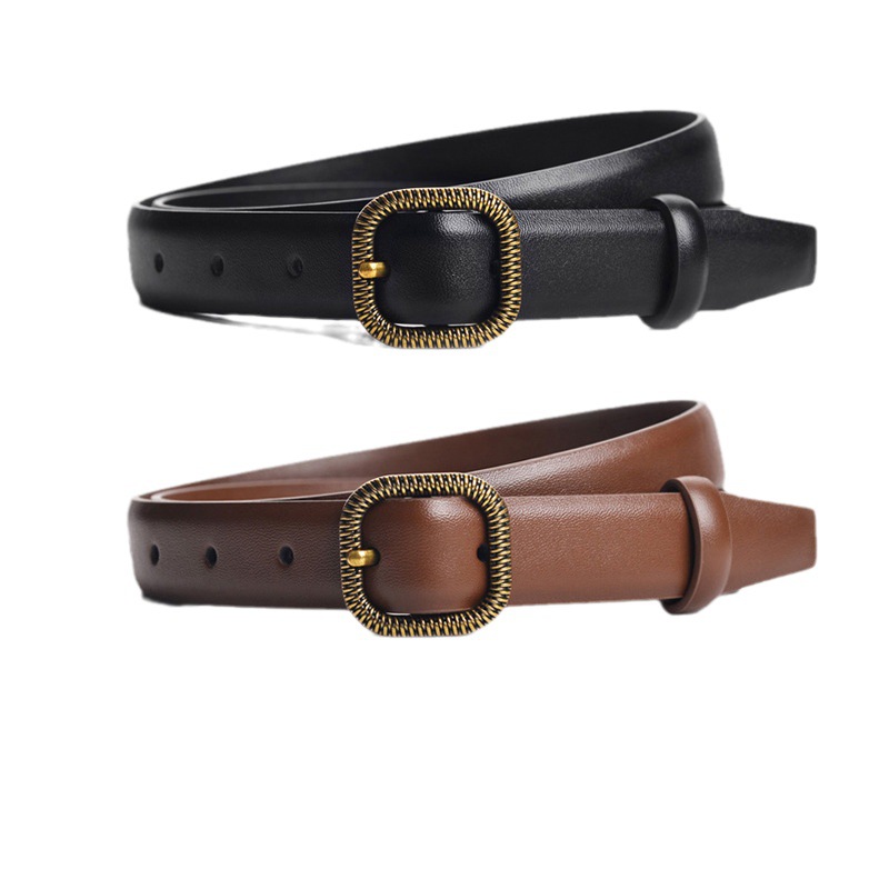 Estilo de Hong Kong cinturón cuero genuino verano versátil 2023 nuevo decorativo moda jeans con Retro