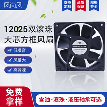 低价批发12025方框风扇双滚珠大芯大风量净化器新能源散热风扇