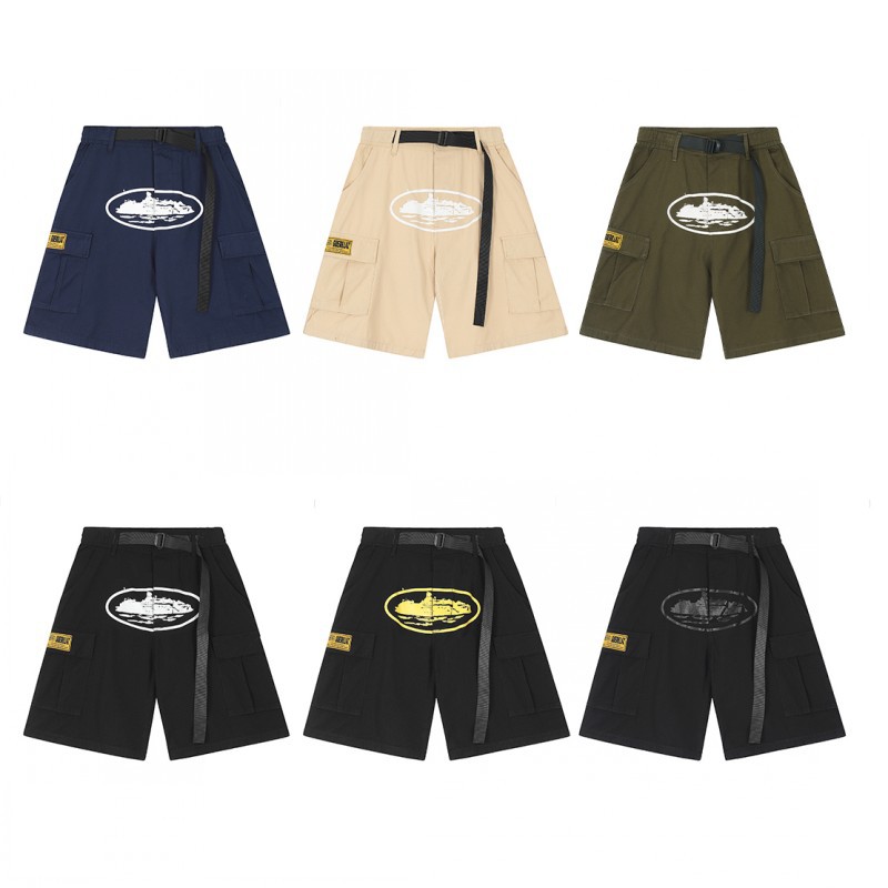 Pantalones cargo estilo COR Devil de la marca estadounidense de moda para hombre, con múltiples bolsillos, botones laterales, pantalones jogger vintage holgados de pierna recta con cordón ajustable.